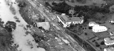 Waikino from the air after the Ohinemuri River swept through